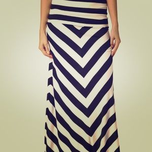 Black and white chevron maxi skirt